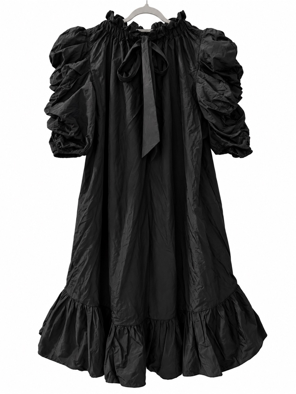 Mud Pie Roosevelt Party Dress Black Size Medium NWT Puff Sleeve Ruffle